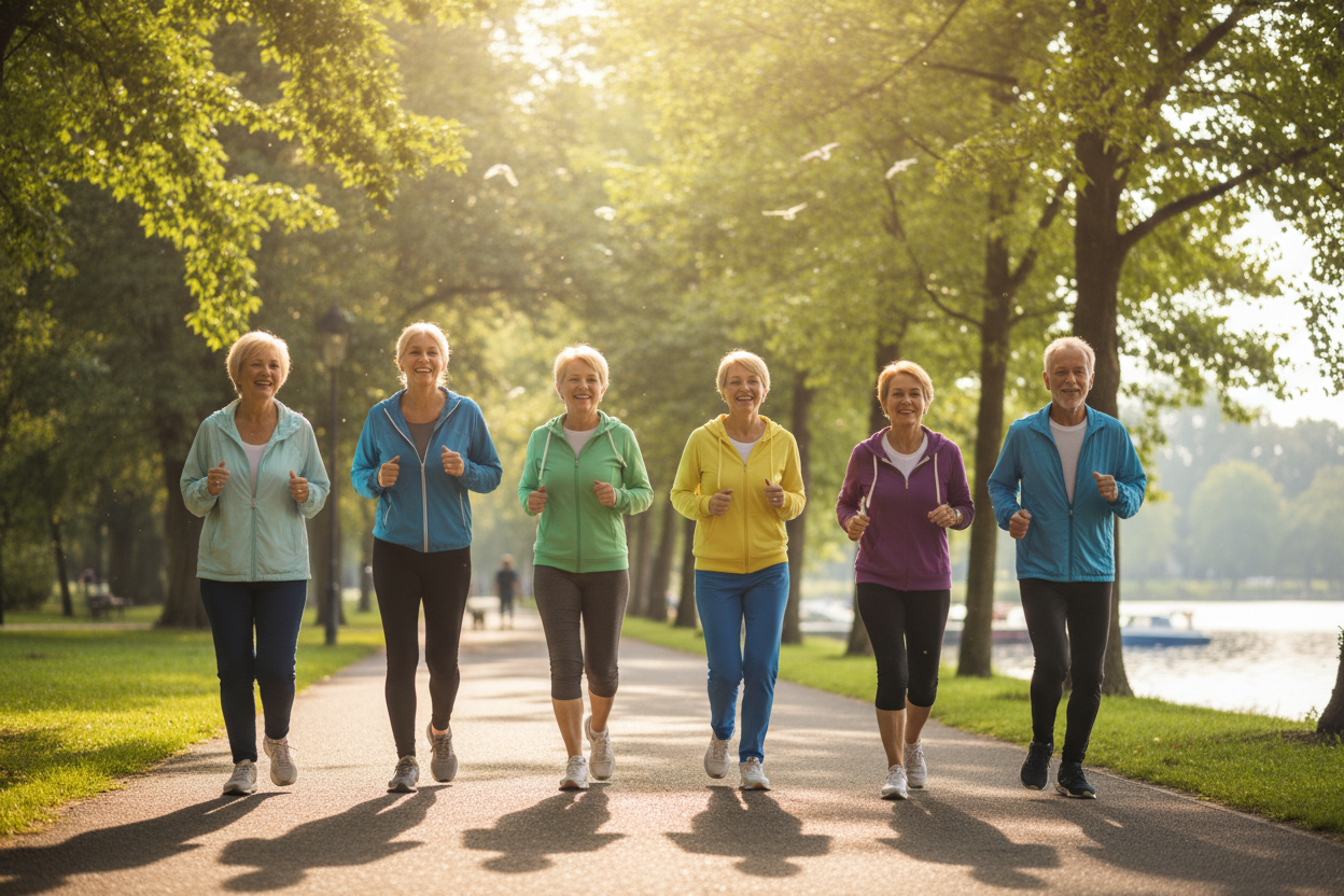 seniors jogging together